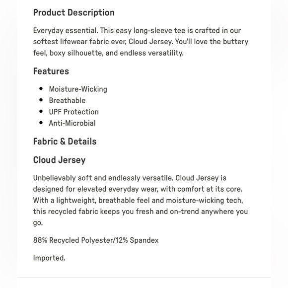 Fabletics Cloud Jersey Boxy Long-Sleeve Top | L | Everpine Heather - Picture 7 of 8